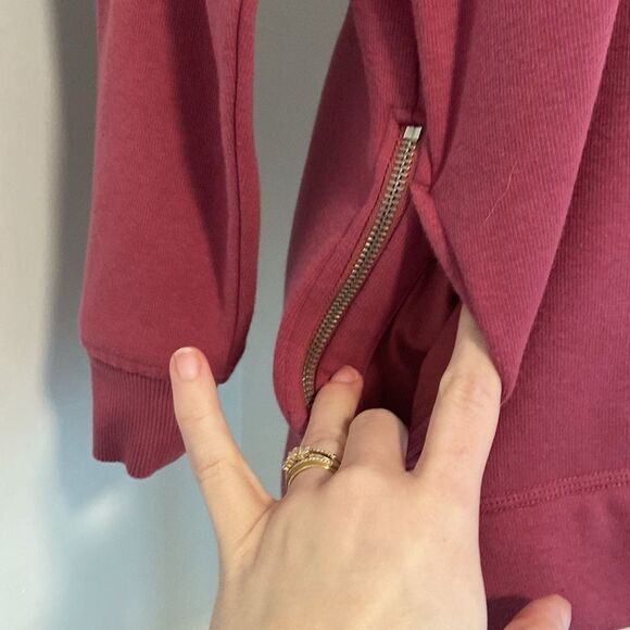 Athleta Dusty Rose Cozy Karma Side Zip Funnel Neck Sweatshirt Size Medium - Picture 4 of 9